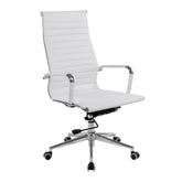 Nautilus Designs Aura Contemporary High Back Bonded Leather Executive Office Chair With Fixed Arms White - BCL/9003/WH DD